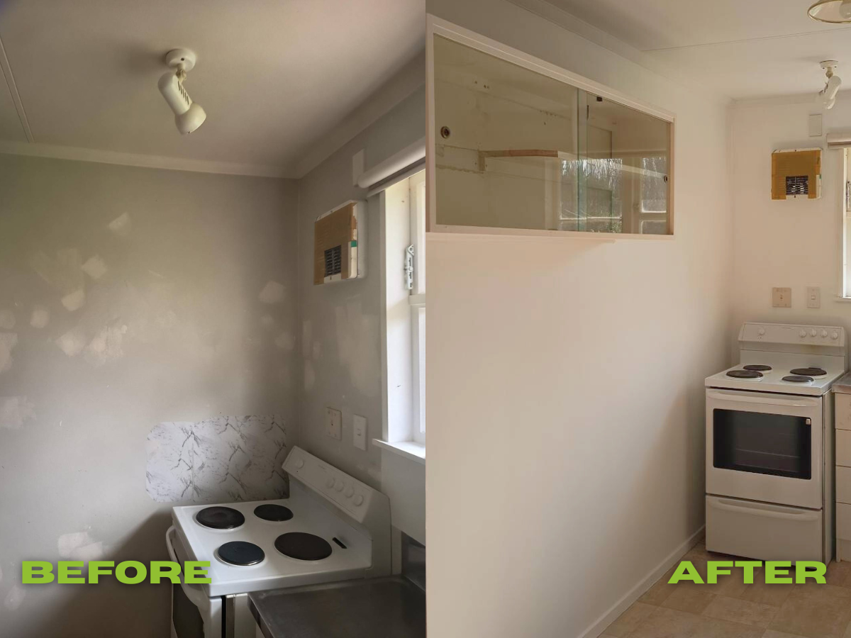 Before and after plastering and painting